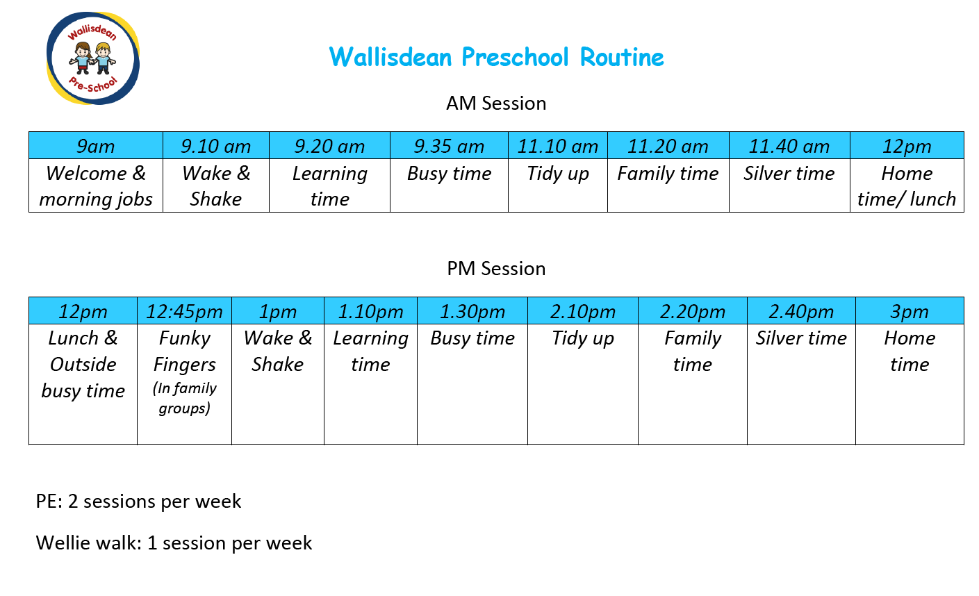 Wallisdean Preschool Routine
